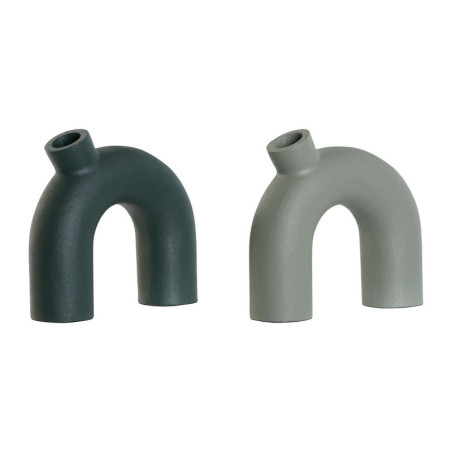 Vase Home ESPRIT Green Aluminium 19 x 5 x 17 cm (2 Units)