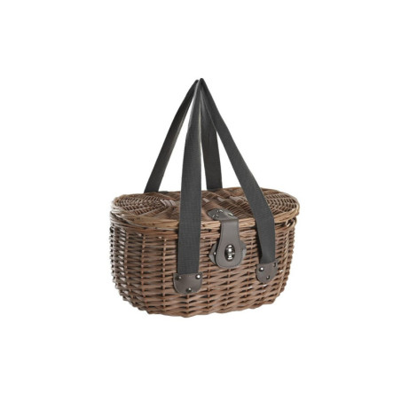 Basket DKD Home Decor Picnic Natural White wicker (39 x 28 x 22 cm)