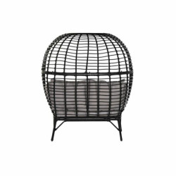 Garden sofa DKD Home Decor Black Beige synthetic rattan Steel (130 x 68 x 146 cm) (130 x 68 x 146 cm)