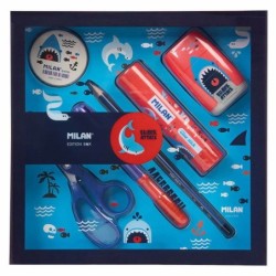 Stationery Set Milan Edition Box  6 Pieces Blue Red