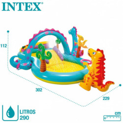 Inflatable Paddling Pool for Children Intex   Dinosaurs Playground 302 x 112 x 229 cm 280 L