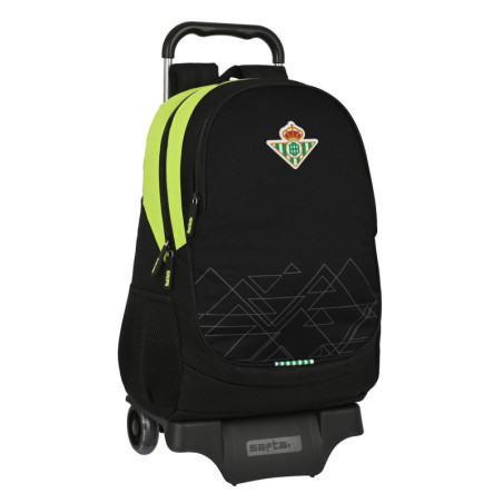 School Rucksack with Wheels Real Betis Balompié Black Lime 32 x 44 x 16 cm