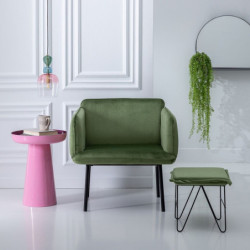 Pouffe Synthetic Fabric Metal 40 x 40 x 35 cm Light Green