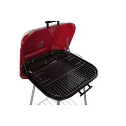 Coal Barbecue with Cover and Wheels DKD Home Decor Red Black Metal Steel 30 x 40 cm 60 x 57 x 80 cm (60 x 57 x 80 cm)