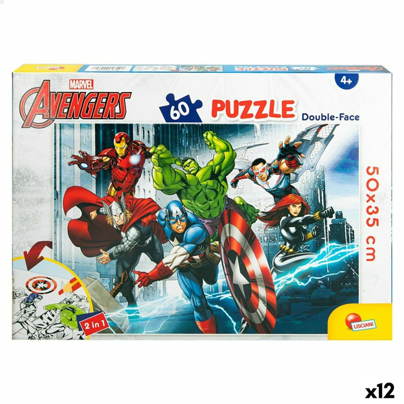 Child's Puzzle The Avengers Double-sided 60 Pieces 50 x 35 cm (12 Units)