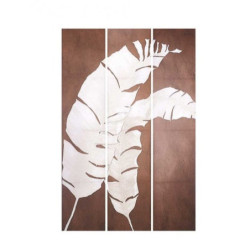 Folding screen White Brown Canvas 122 x 2,5 x 180 cm