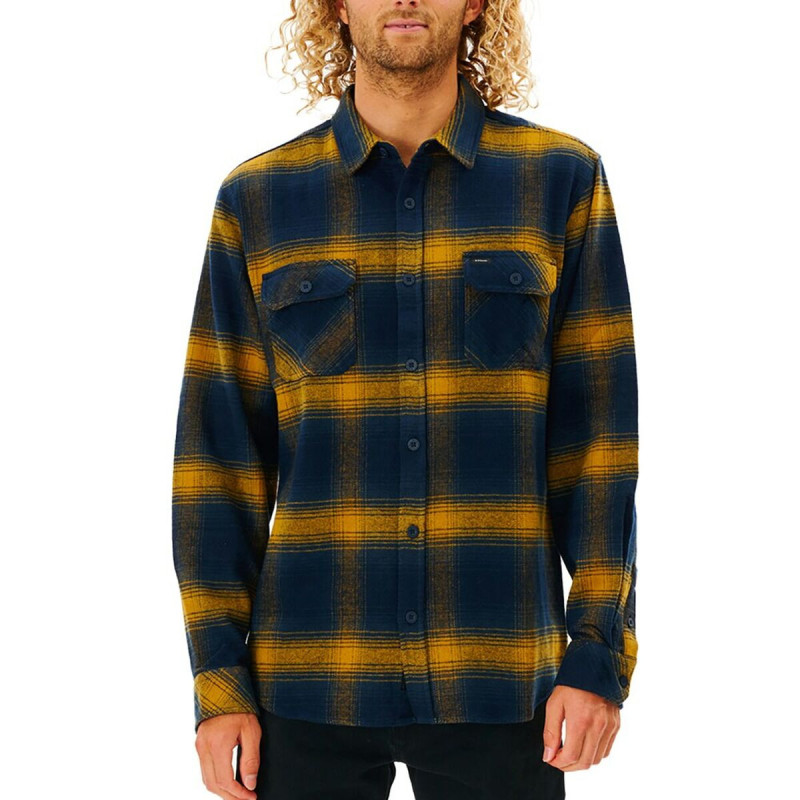 Men’s Long Sleeve Shirt Rip Curl Count Yellow Blue Franela