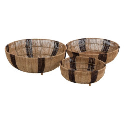 Basket set Brown Natural Jute 42 x 42 x 13 cm (3 Units)