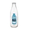 Glass Bottle Transparent Metal Glass 1 L Milk (6 Units)