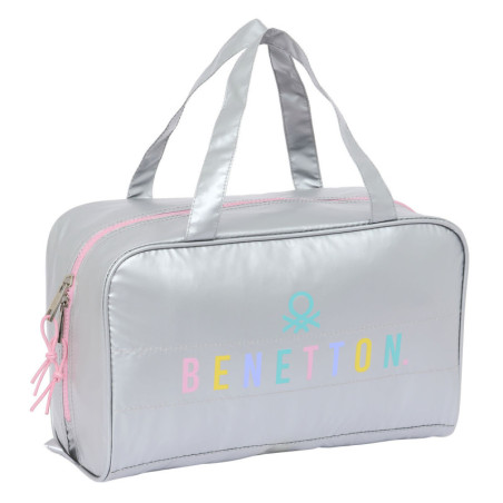 School Toilet Bag Benetton Silver Padded Silver 31 x 14 x 19 cm