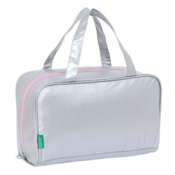 School Toilet Bag Benetton Silver Padded Silver 31 x 14 x 19 cm