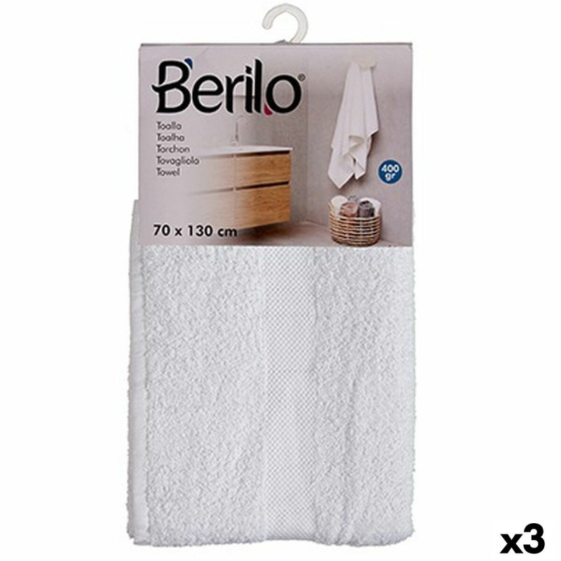 Bath towel White 70 x 130 cm (3 Units)