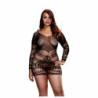 Longsleeve Lace Mini Dress Queen Size Baci Lingerie BW3129