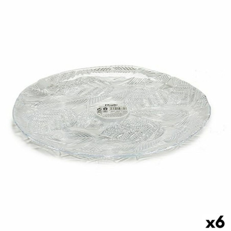 Flat Plate Tirolo Transparent Glass 27,5 x 1,7 x 27,5 cm (6 Units)