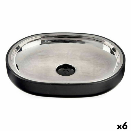 Soap dish Black Stainless steel Plastic 9,5 x 2,5 x 13 cm (6 Units)