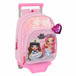 School Rucksack with Wheels Na!Na!Na! Surprise Sparkles Pink (28 x 34 x 10 cm)