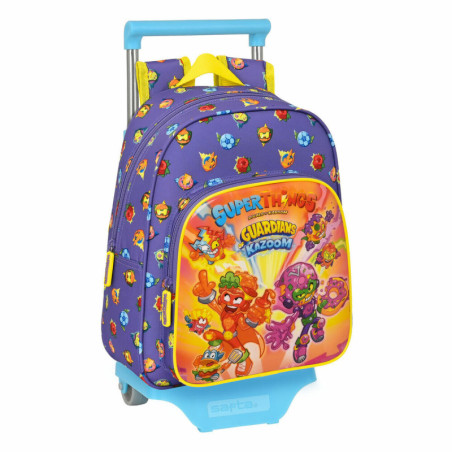 School Rucksack with Wheels SuperThings Guardians of Kazoom Purple Yellow (27 x 33 x 10 cm)