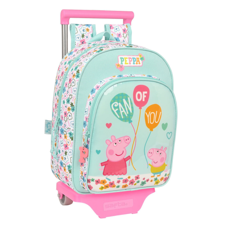 School Rucksack with Wheels Peppa Pig Cosy corner Light Blue (26 x 34 x 11 cm)