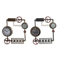 Wall Clock DKD Home Decor 57 x 9,5 x 57 cm Crystal Red Black Golden Iron Vintage (2 Units)