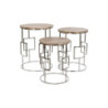 Set of 3 tables Home ESPRIT Brown Silver Natural Steel Mango wood 49,5 x 49,5 x 62 cm