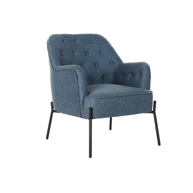 Armchair DKD Home Decor Blue Black Metal 65 x 73 x 79,5 cm