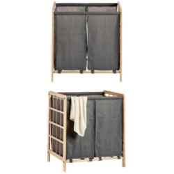 Laundry basket Brown Grey Wood 30 L x 2 33 x 60 x 59,5 cm (12 Units)