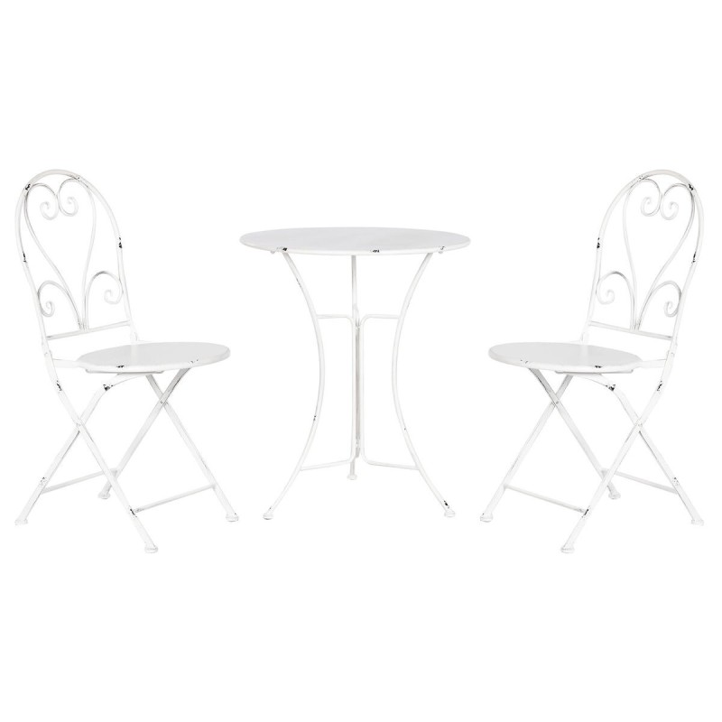 Table set with 2 chairs Home ESPRIT White 60 x 60 x 70 cm