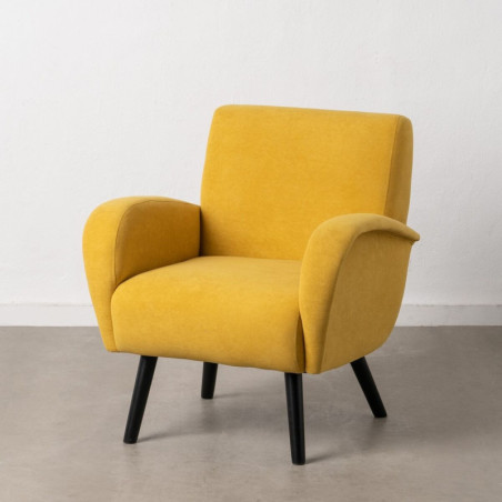 Armchair 72 x 71 x 81 cm Synthetic Fabric Wood Yellow