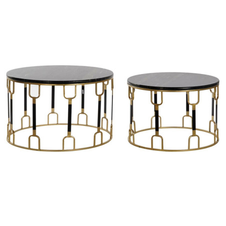 Set of 2 tables Home ESPRIT Black Golden Metal Marble 67 x 67 x 42 cm