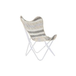 Garden chair DKD Home Decor Grey Cotton White Iron (74 x 65 x 90 cm)