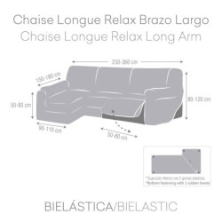 Left long arm chaise longue cover Eysa JAZ White 180 x 120 x 360 cm