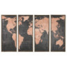 Set of 4 pictures DKD Home Decor World Map Vintage 200 x 3,5 x 120 cm