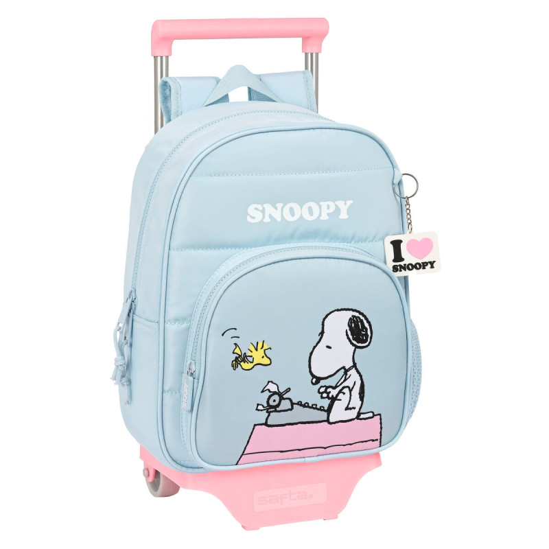 School Rucksack with Wheels Snoopy Imagine Blue 26 x 34 x 11 cm