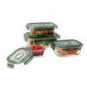 Set of lunch boxes Luminarc Pure Box Hermetic Dark green Glass 4 Pieces