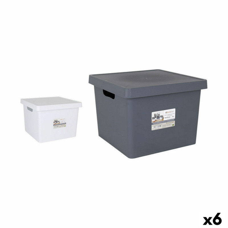 Storage Box with Lid Confortime 17 L With lid Squared (6 Units)