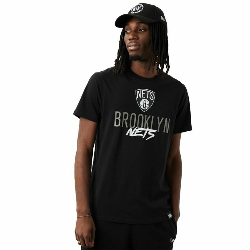 Men’s Short Sleeve T-Shirt New Era Brooklyn Nets NBA Script Black