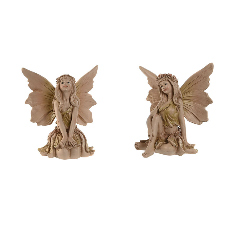 Decorative Figure Home ESPRIT Brown Fairy 14 x 12 x 15,5 cm (2 Units)