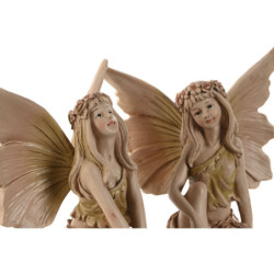 Decorative Figure Home ESPRIT Brown Fairy 14 x 12 x 15,5 cm (2 Units)