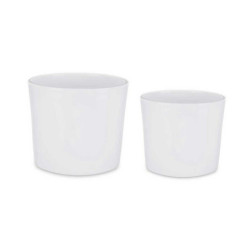 Set of pots Ø 22 cm Ø 27 cm 2 Pieces White Clay