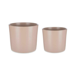 Set of pots Ø 22 cm Ø 27 cm 2 Pieces Beige Clay