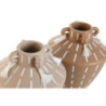 Vase Home ESPRIT Brown Light brown Ceramic Colonial Fringe 15,5 x 15,5 x 17,1 cm (2 Units)