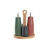 Condiment Set DKD Home Decor 19 x 16 x 22,5 cm Natural Pink Rubber wood White Green Stoneware