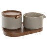 Sugar Bowl DKD Home Decor 19,5 x 18,5 x 7 cm Beige Brown Rubber wood 4 Pieces