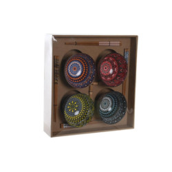 Sushi Set DKD Home Decor 34 x 34 x 6,5 cm Multicolour Mandala Stoneware Oriental (12 Units)