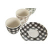 Set of 6 Cups with Plate Home ESPRIT Green Beige Grey Porcelain 90 ml 8,5 x 6,2 x 5,5 cm