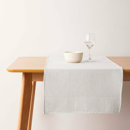 Table Runner Belum Waffle Cream Natural 45 x 140 cm