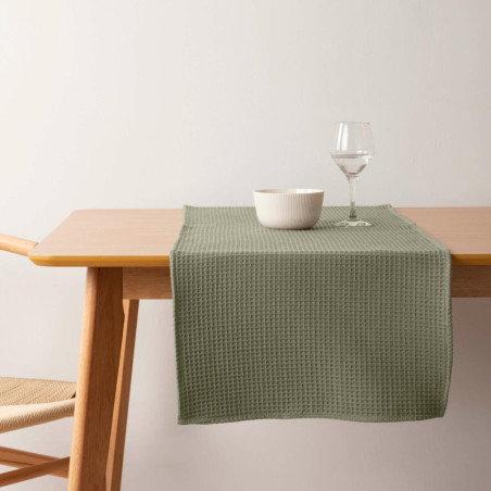 Table Runner Belum Waffle Green 45 x 140 cm