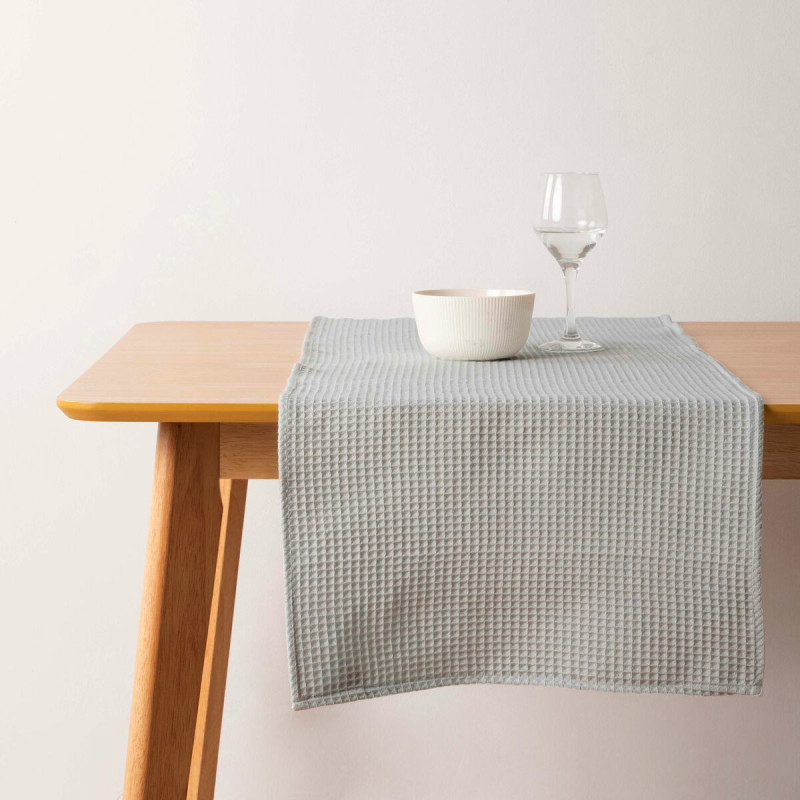 Table Runner Belum Waffle Light grey 45 x 140 cm