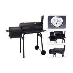 Coal Barbecue with Cover and Wheels Black (112 x 63 x 112 cm)