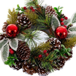 Advent wreathe Red Green Multicolour Plastic Foam Pineapples 22 x 22 cm